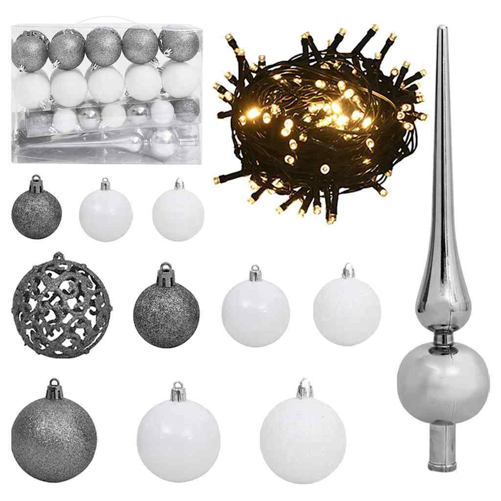 Kunstmatige Vorstverlichte Kerstboom met Bal Set Groen 120 cm