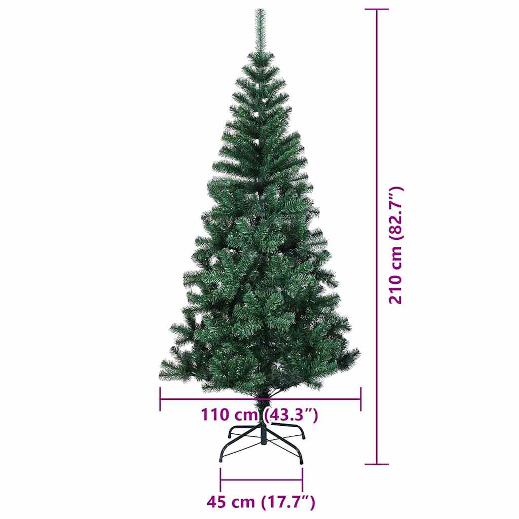 Kunstmatig Voorverlicht Kerstboom Groen 210 cm PVC en Metaal