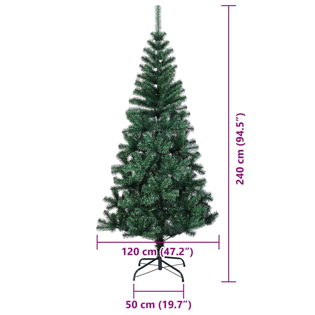 Kunstmatig Voorverlicht Kerstboom Groen 240 cm PVC en Metaal