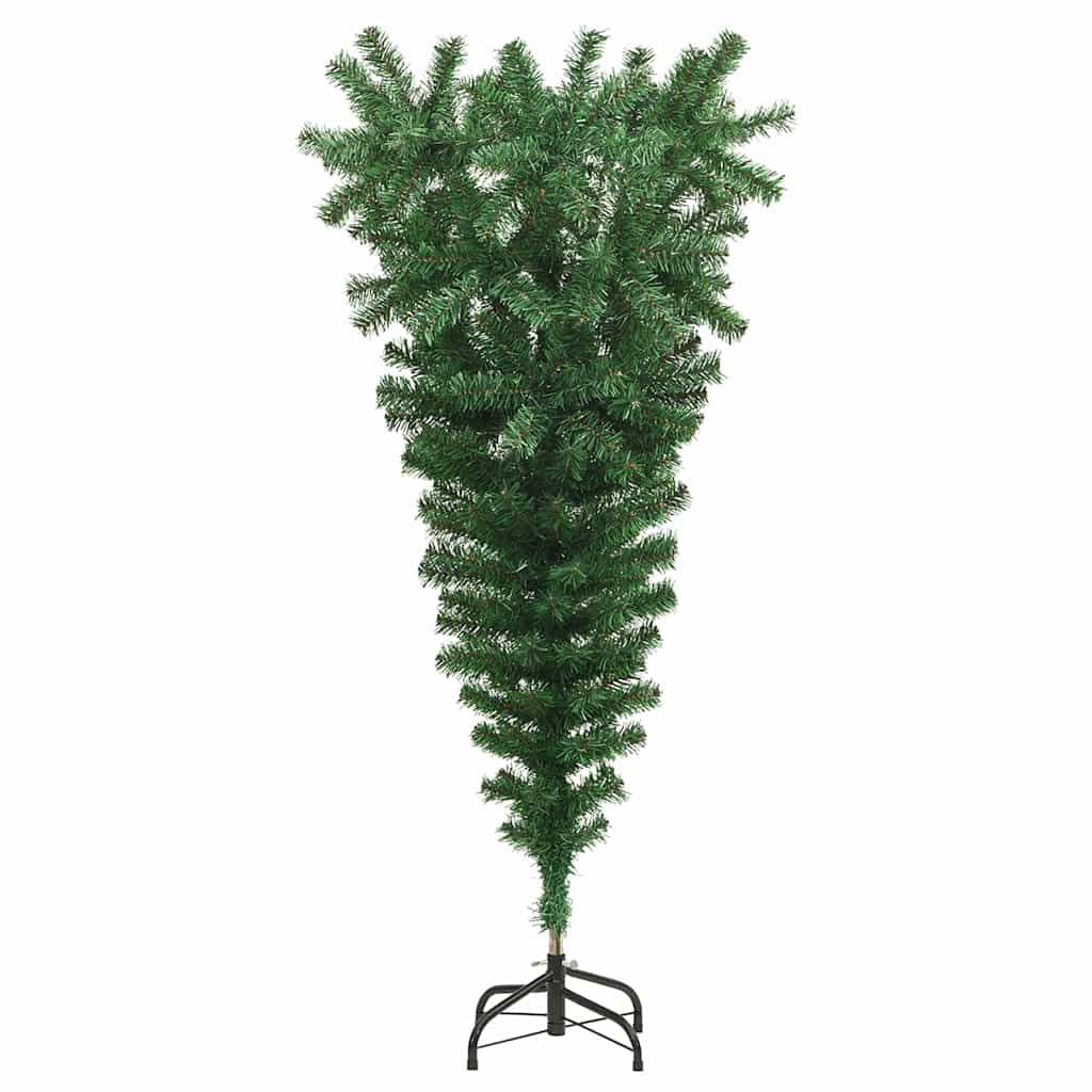 Ondersteboven Kunstkerstboom met Bals Set Groen 150 cm PVC