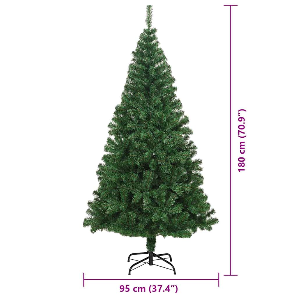 Kunstkerstboom Groen 180 cm PVC en Staal en Kunststof