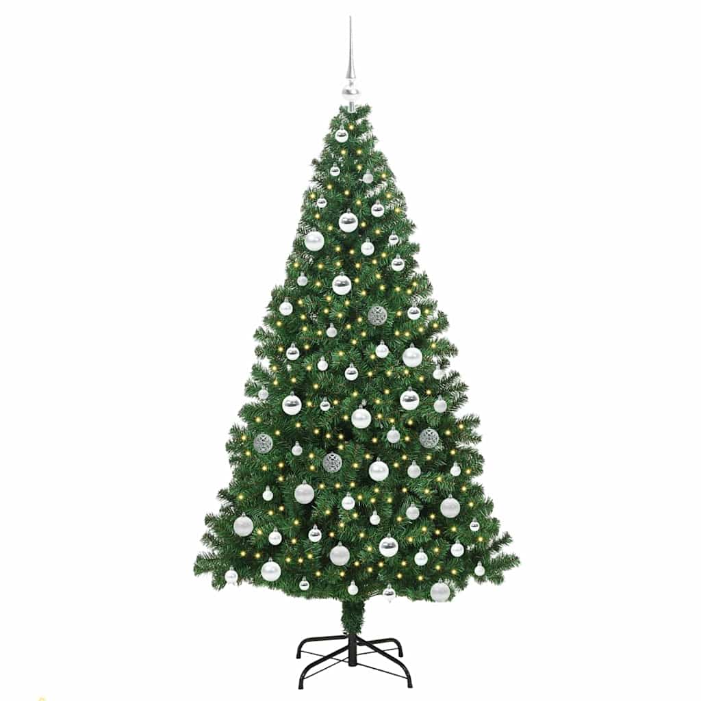 Kunstkerstboom Groen 180 cm PVC en Staal en Kunststof