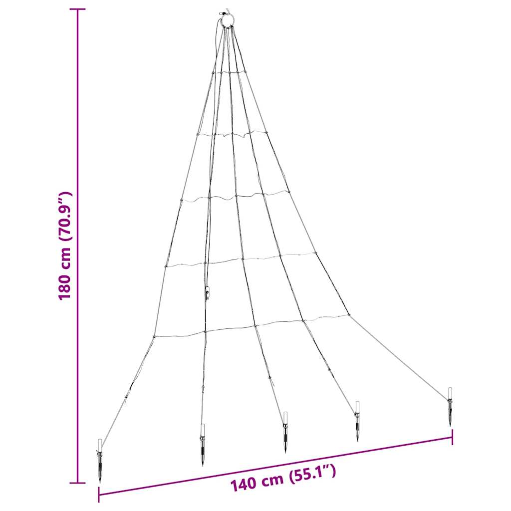 LED Kerstboom met 112 LED met grondpennen Warmwit 182 cm Metaal