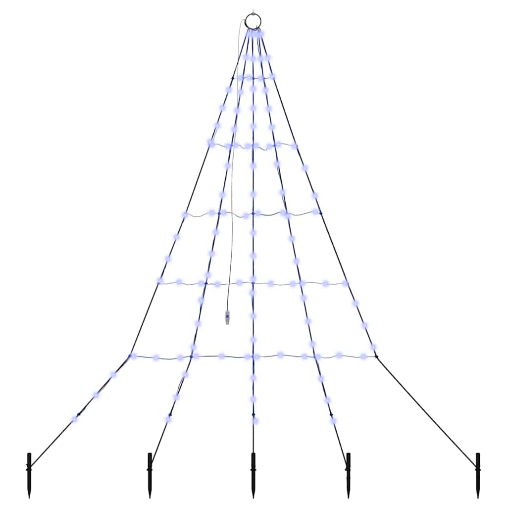 LED Kerstboom met 112 LED met grondpennen Blauw 182 cm Metaal