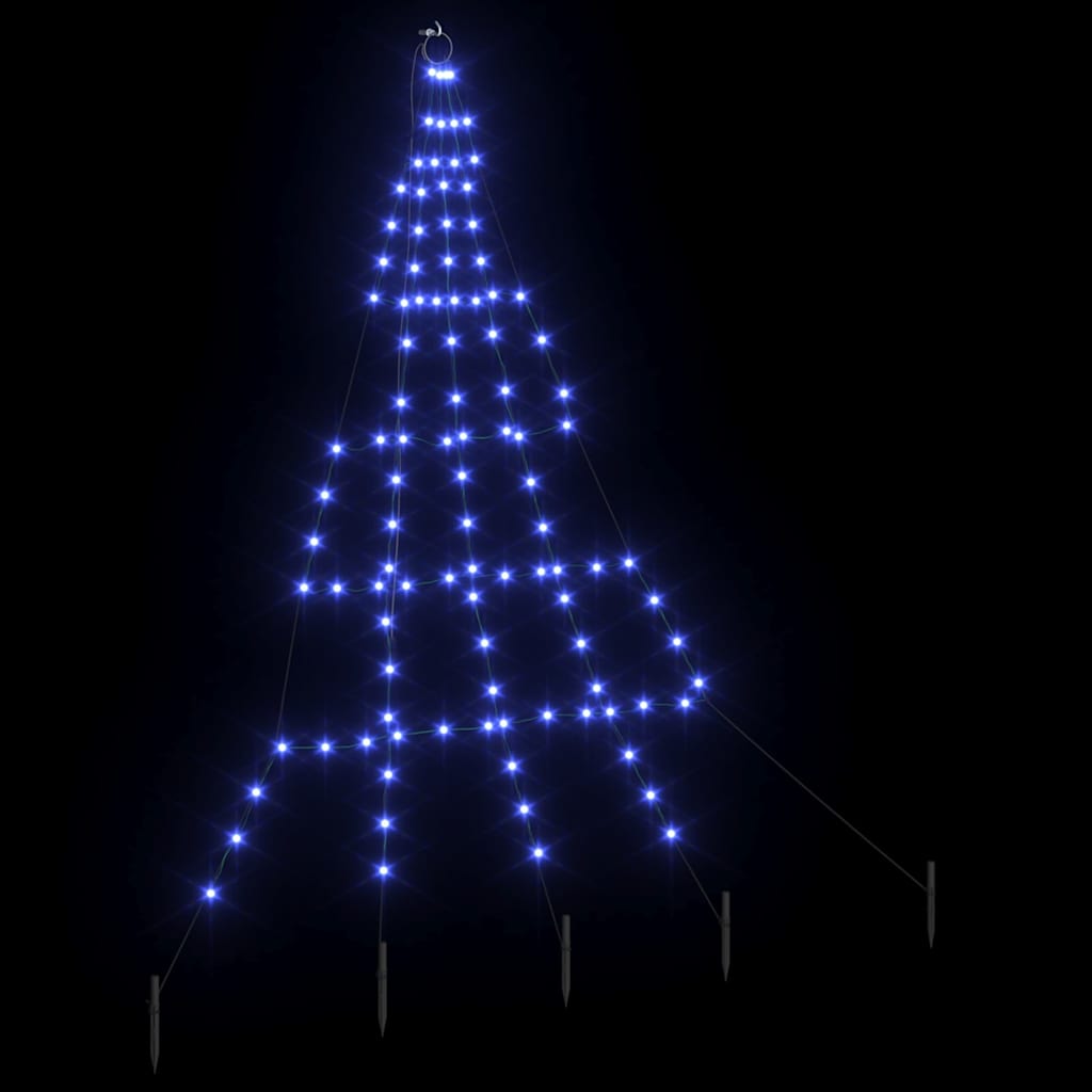 LED Kerstboom met 112 LED met grondpennen Blauw 182 cm Metaal
