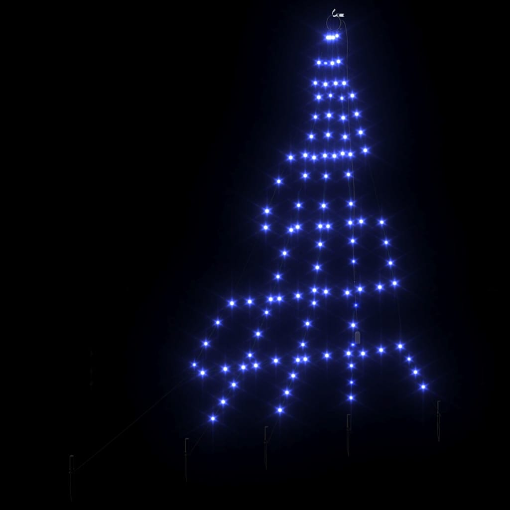 LED Kerstboom met 112 LED met grondpennen Blauw 182 cm Metaal