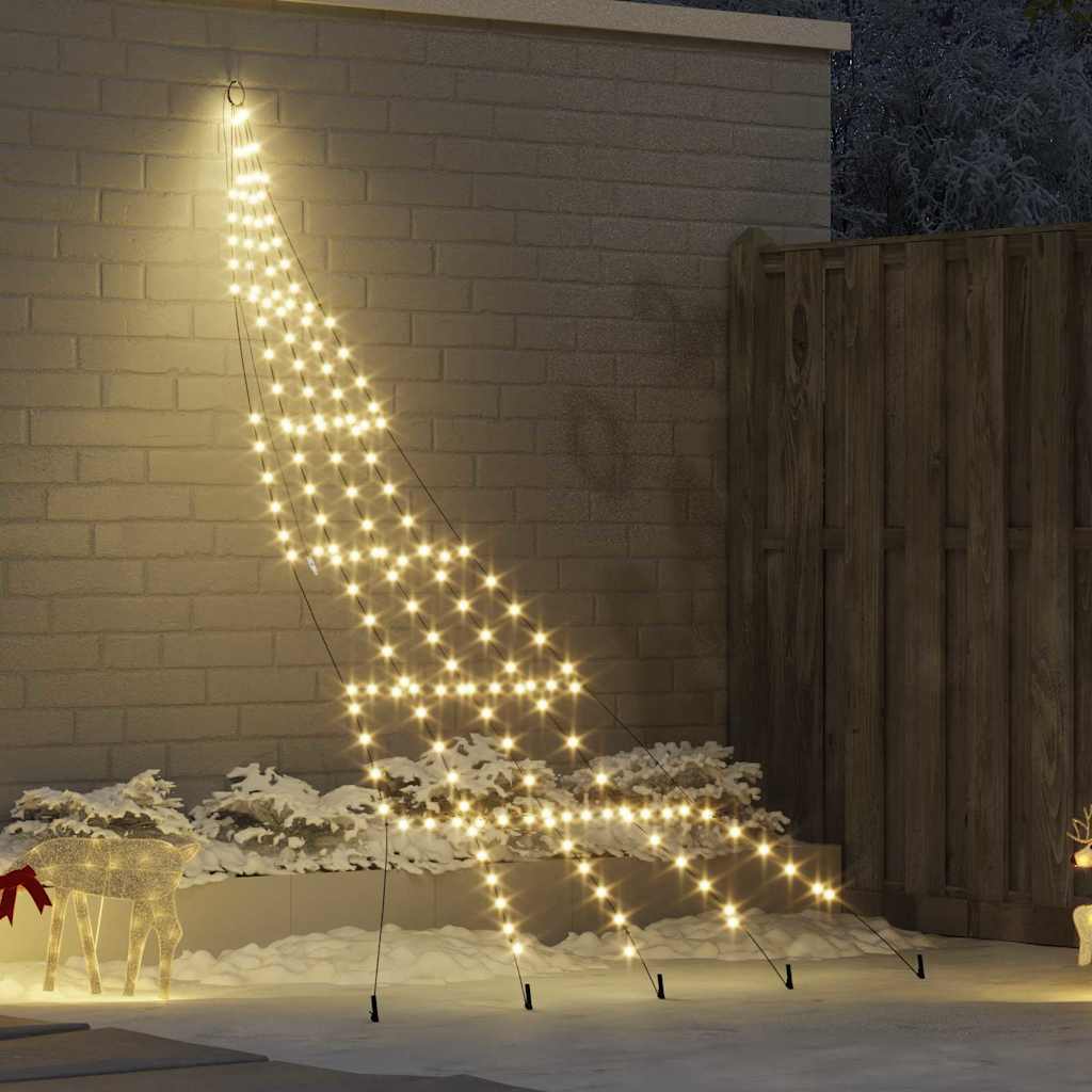 LED Kerstboom met 168 LED met grondpennen Warmwit 306 cm Metaal