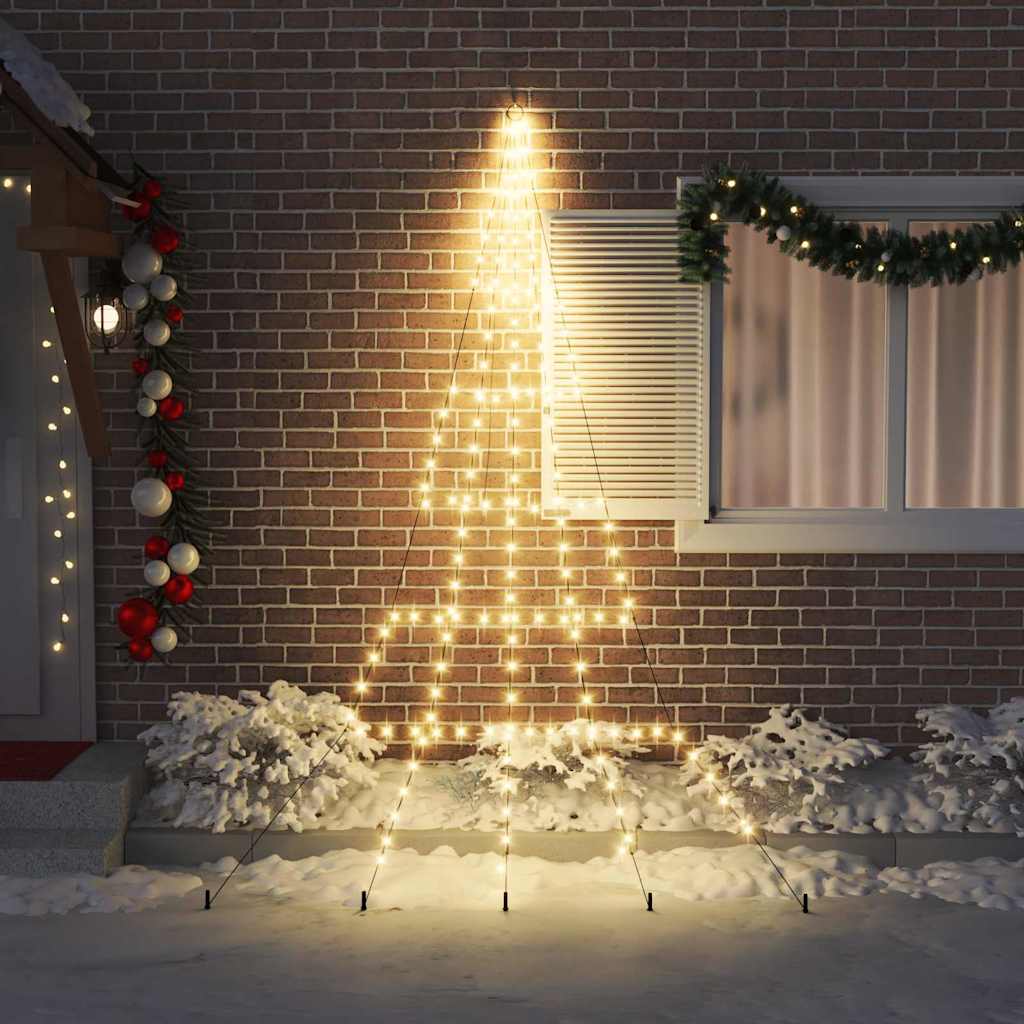 LED Kerstboom met 168 LED met grondpennen Warmwit 306 cm Metaal