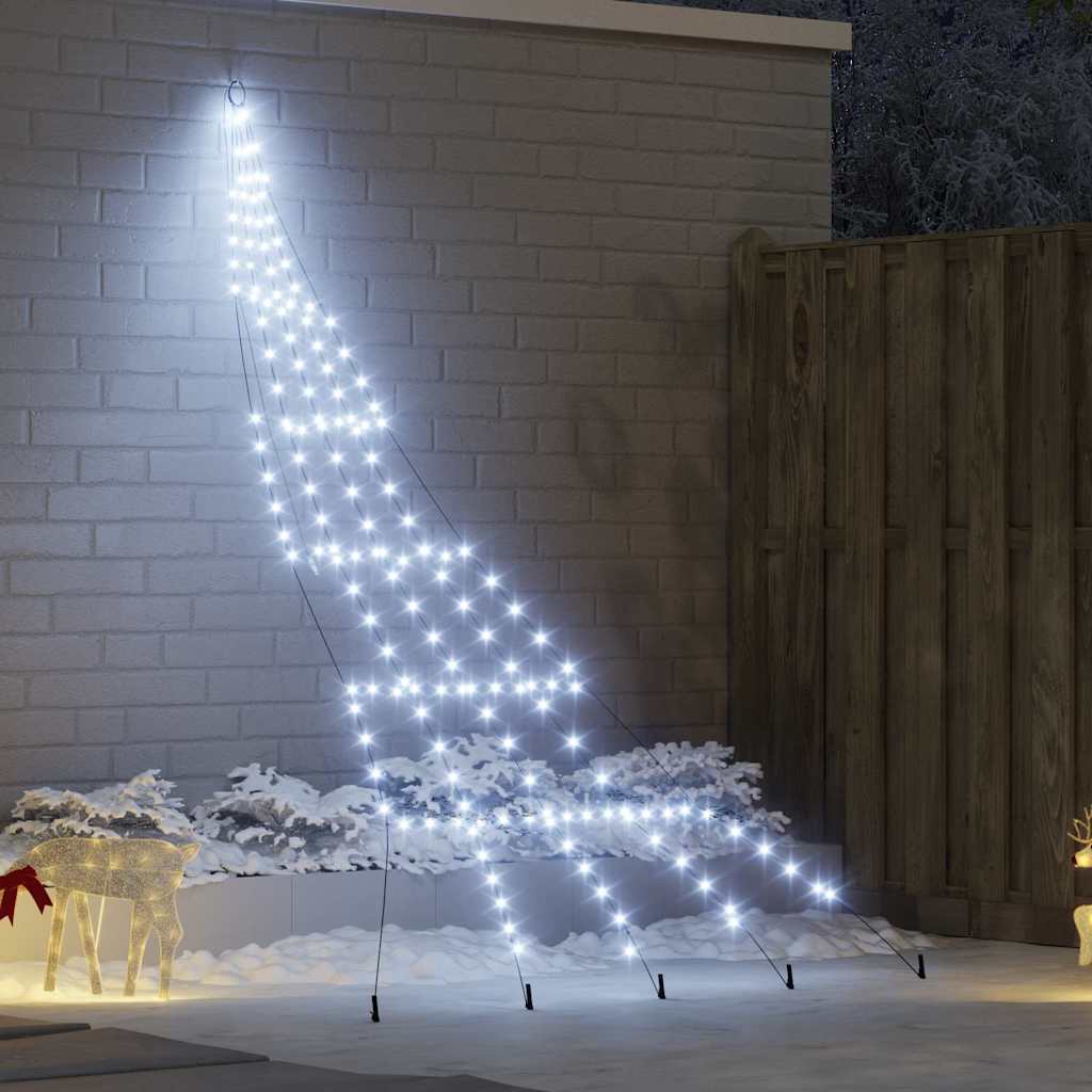 LED Kerstboom met 168 LED met grondpennen Koudwit 306 cm Metaal
