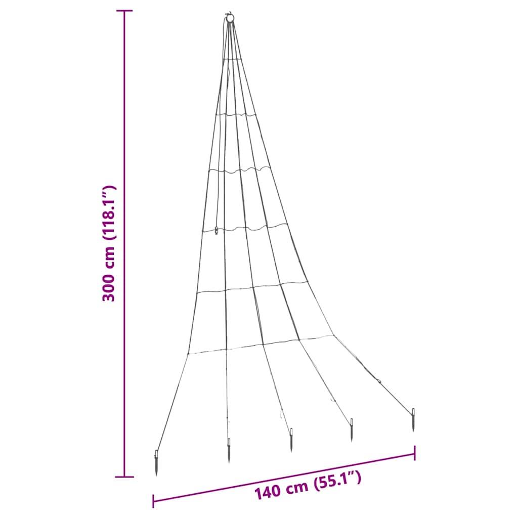 LED Kerstboom met 168 LED Multikleur 306 cm Metaal