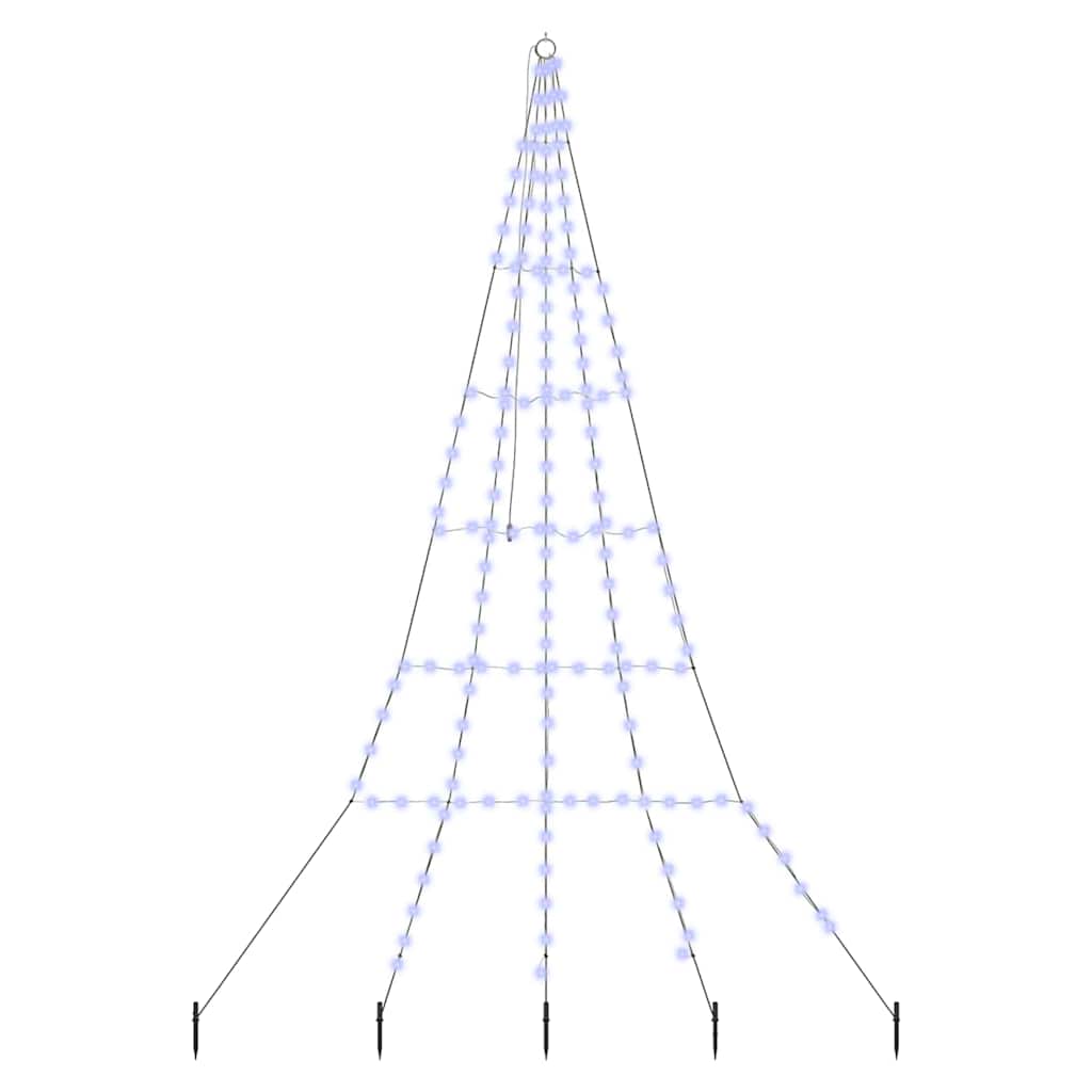 LED Kerstboom met 168 LED met grondpennen Blauw 306 cm Metaal