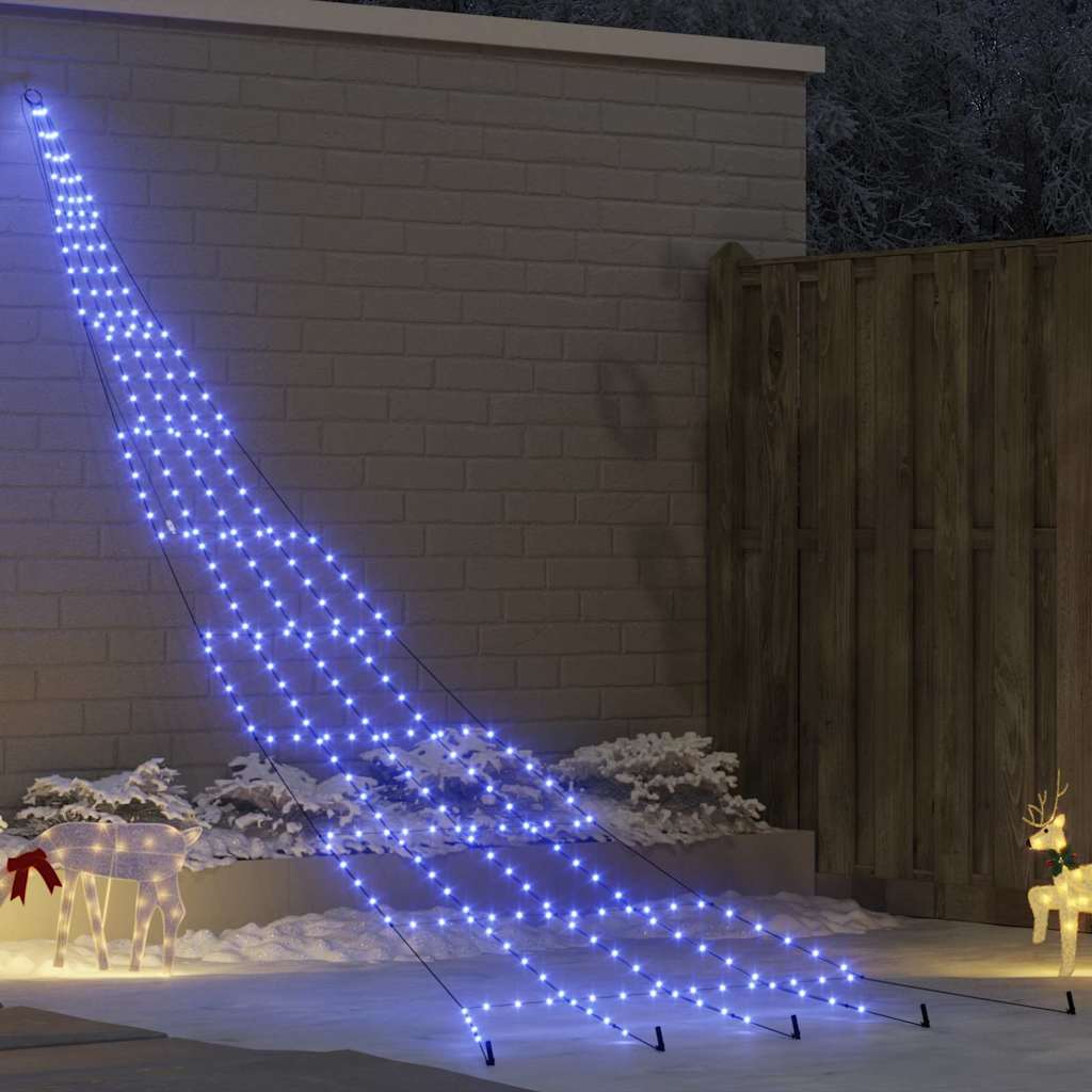 LED Kerstboom met 276 LED met grondpennen Blauw 511 cm Metaal