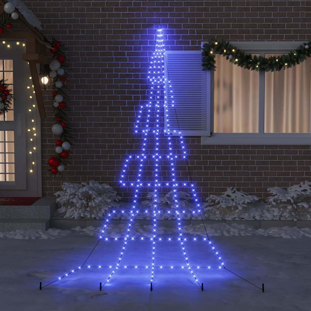 LED Kerstboom met 276 LED met grondpennen Blauw 511 cm Metaal