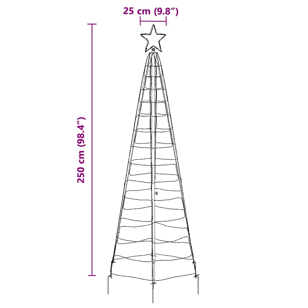 LED Kerstboom met 390 LED met grondpennen Koudwit 250 cm IJzer