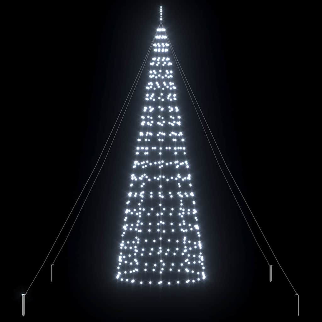 LED Kerstboom met 800 LED met grondpennen Koudwit 400 cm IJzer