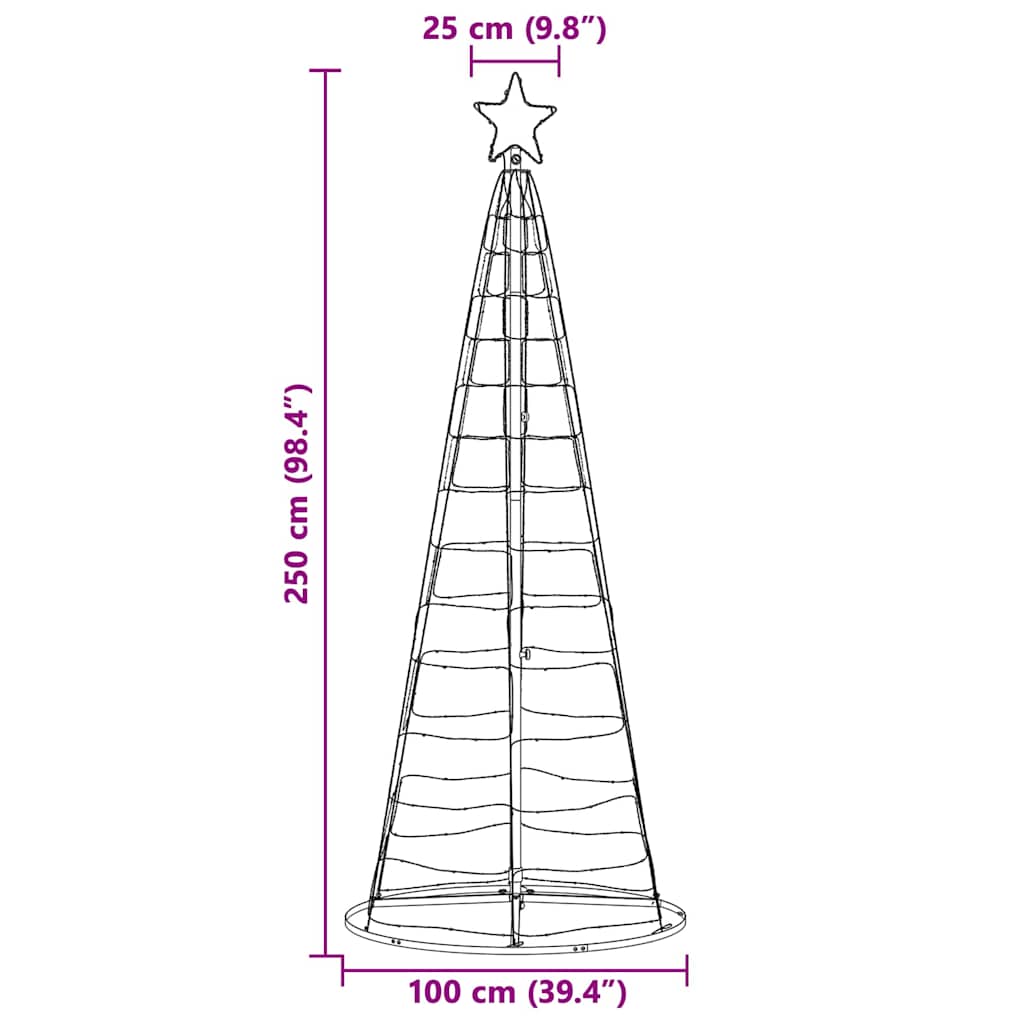 LED Kerstboom met 390 LED met grondpennen Koudwit 250 cm IJzer