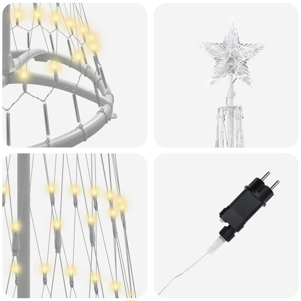 LED Kerstboom met 230 LED Warmwit 51 x 51 x 190 cm Metaal