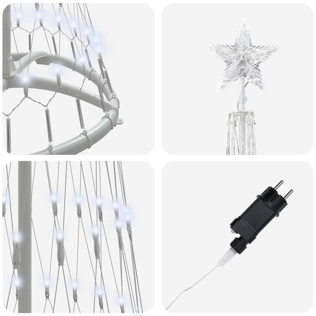 LED Kerstboom met 230 LED Koudwit 51 x 51 x 190 cm Metaal