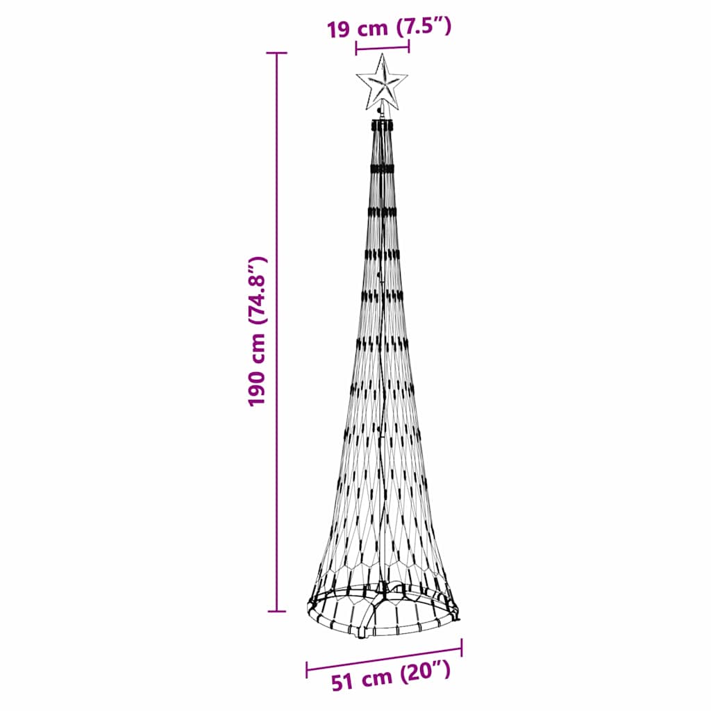 LED Kerstboom met 230 LED Koudwit 51 x 51 x 190 cm Metaal