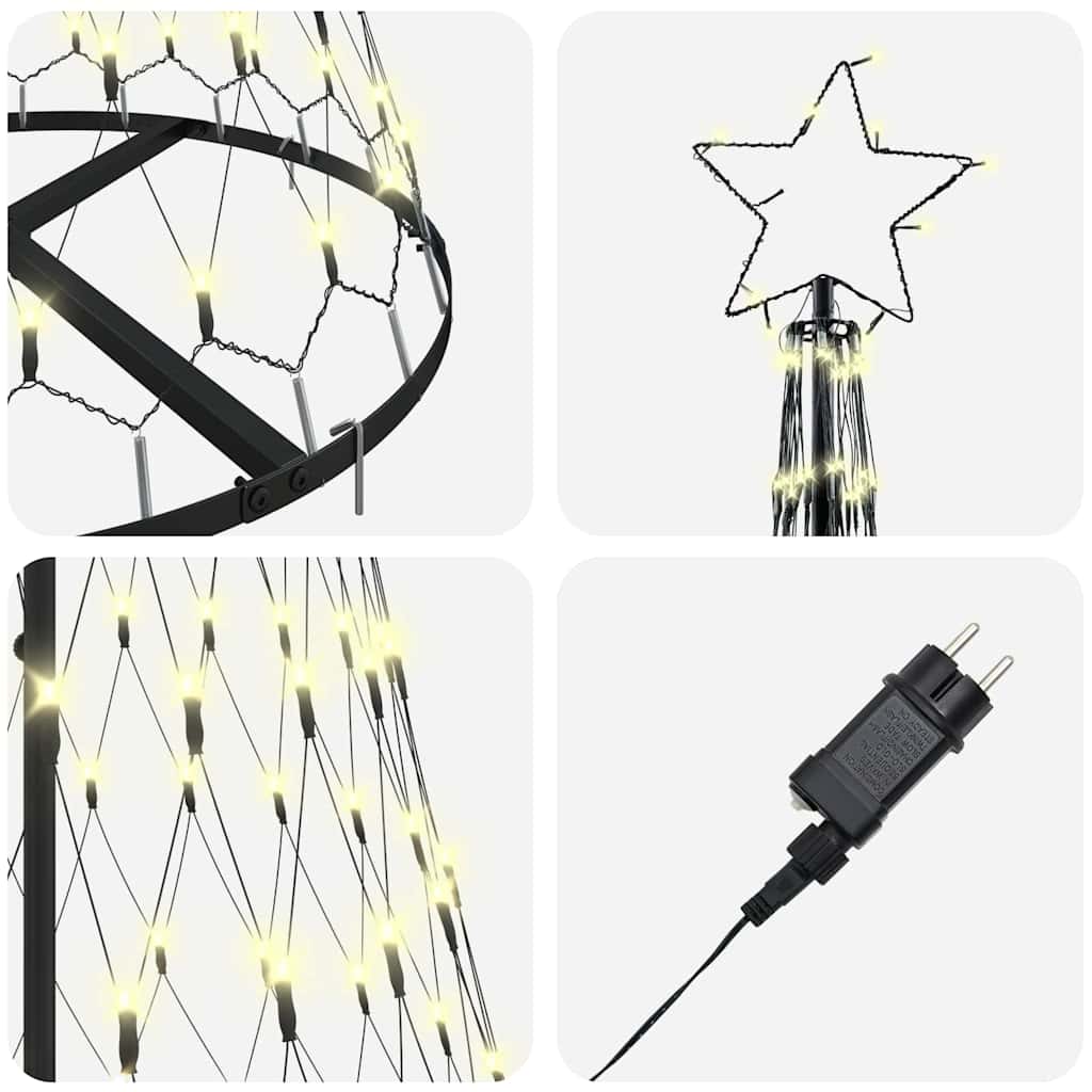 LED Kerstboom met 230 LED Warmwit 71 x 71 x 184.5 cm Metaal