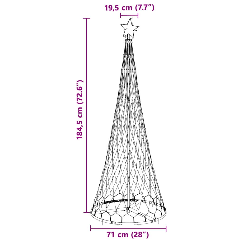 LED Kerstboom met 230 LED Warmwit 71 x 71 x 184.5 cm Metaal