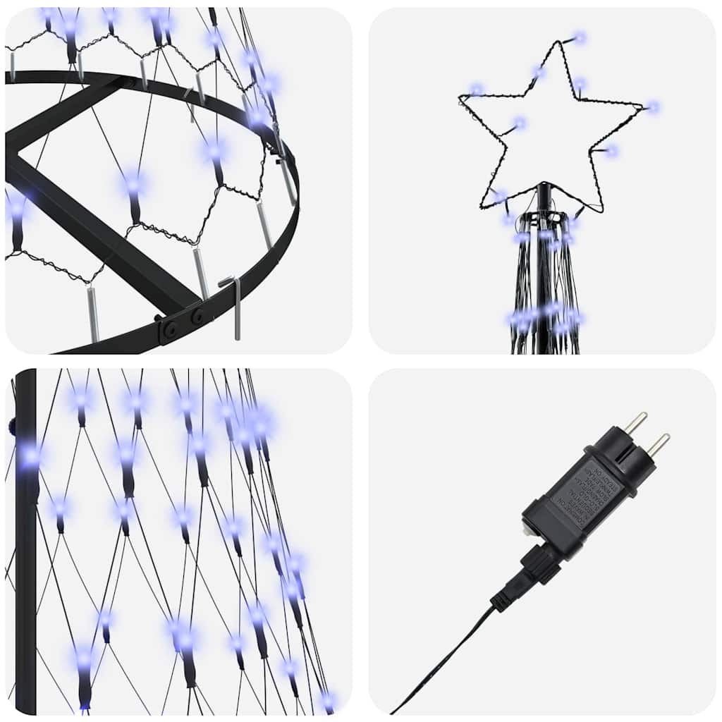 LED Kerstboom met 230 LED Blauw 71 x 71 x 184.5 cm Metaal