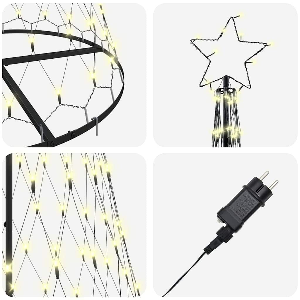 LED Kerstboom met 290 LED Warmwit 100 x 100 x 250 cm Metaal