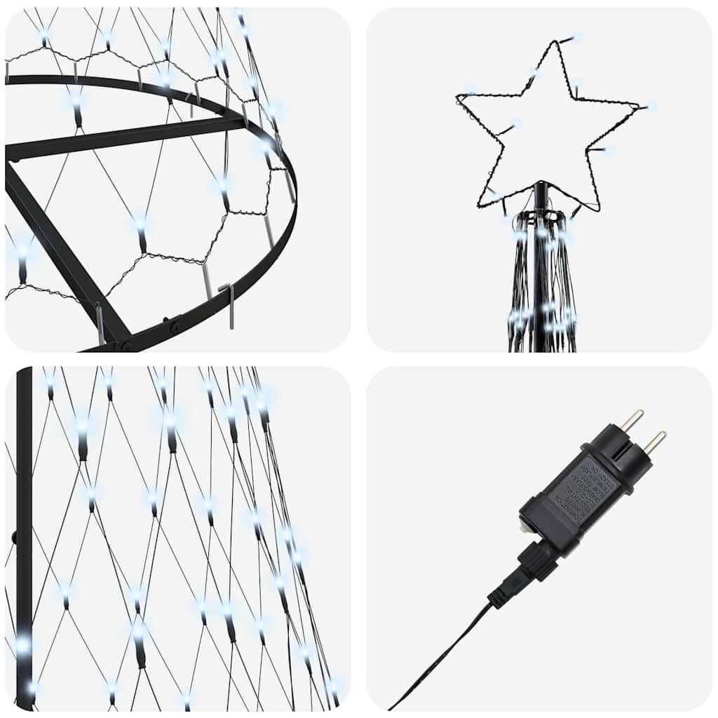 LED Kerstboom met 290 LED Koudwit 100 x 100 x 250 cm Metaal