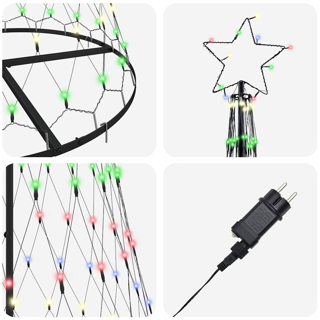 LED Kerstboom met 290 LED Multikleur 100 x 100 x 250 cm Metaal