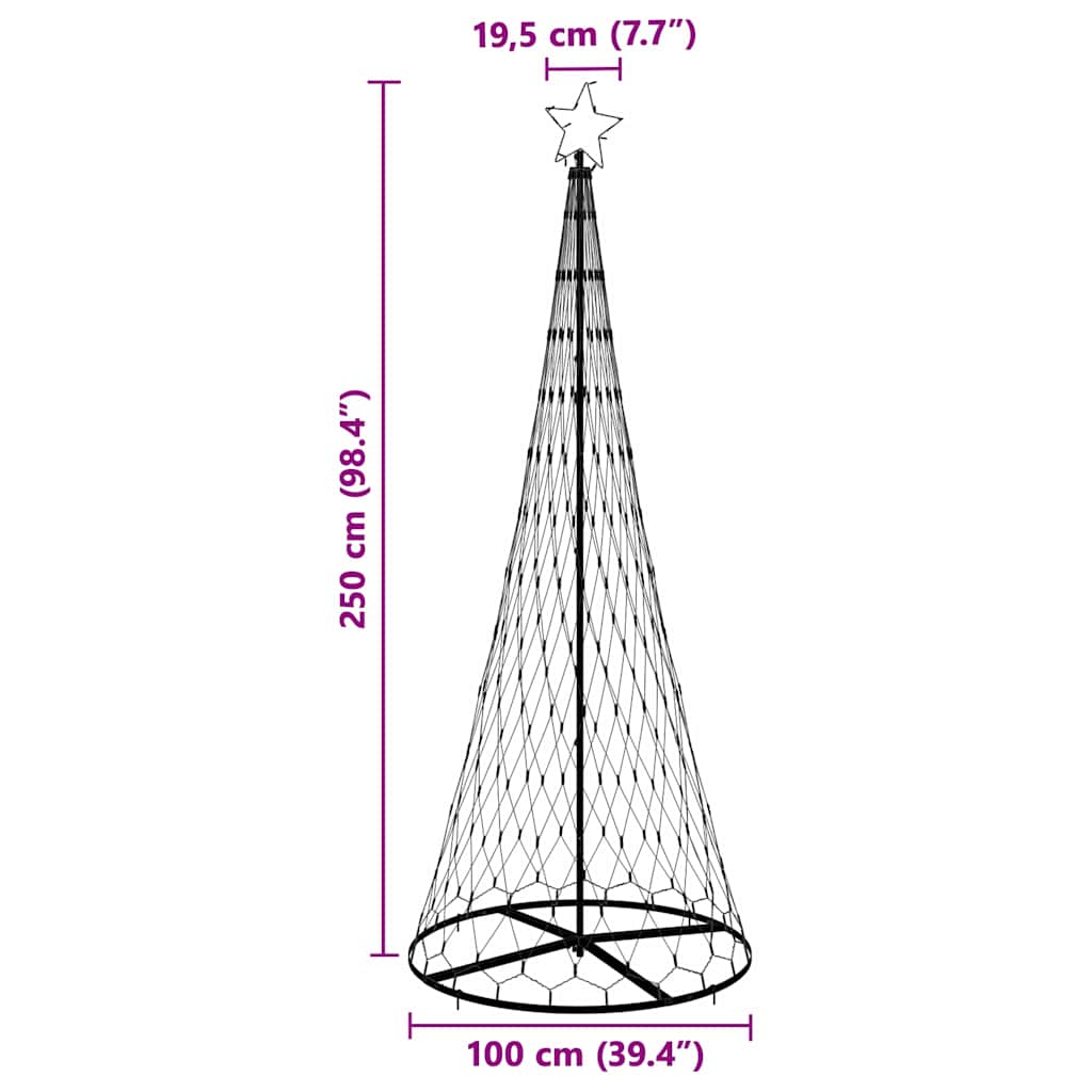 LED Kerstboom met 290 LED Multikleur 100 x 100 x 250 cm Metaal