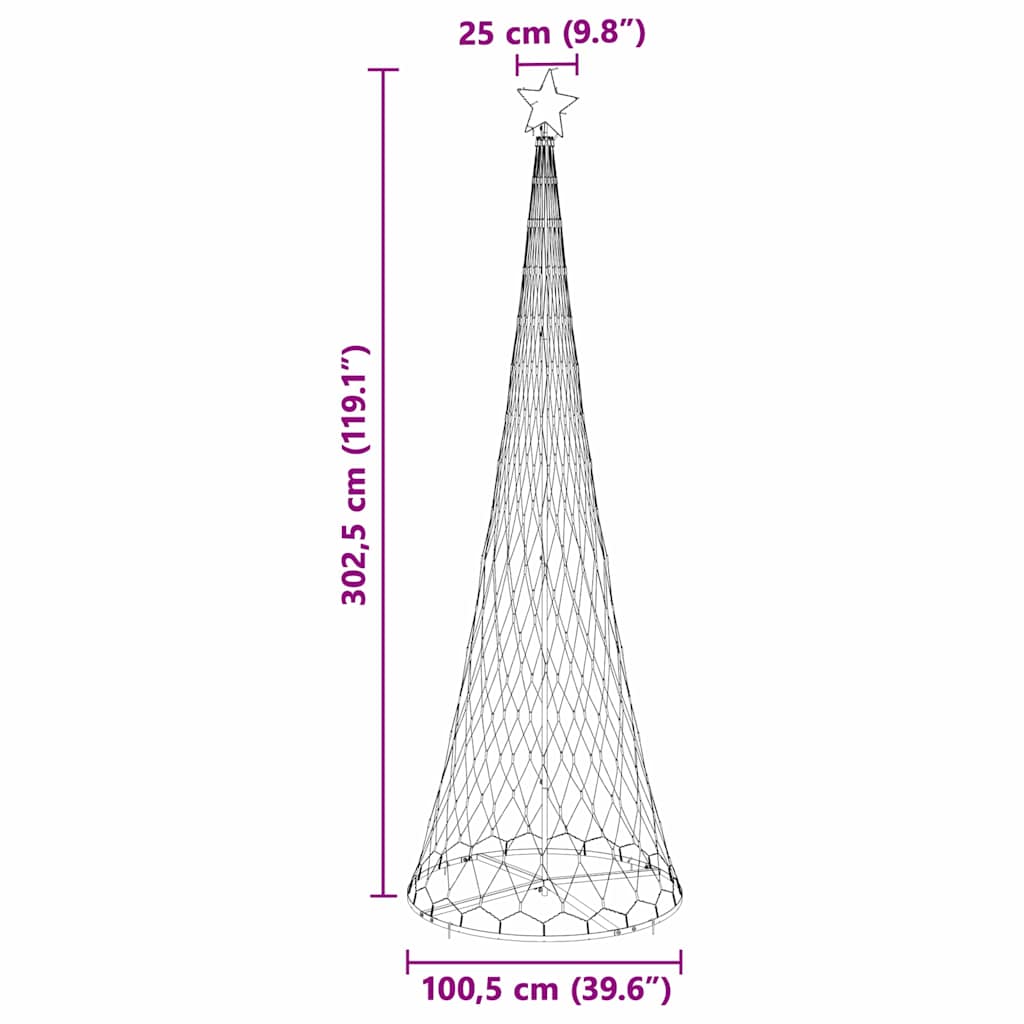 LED Kerstboom Koudwit 100.5 x 100.5 x 302.5 cm Metaal