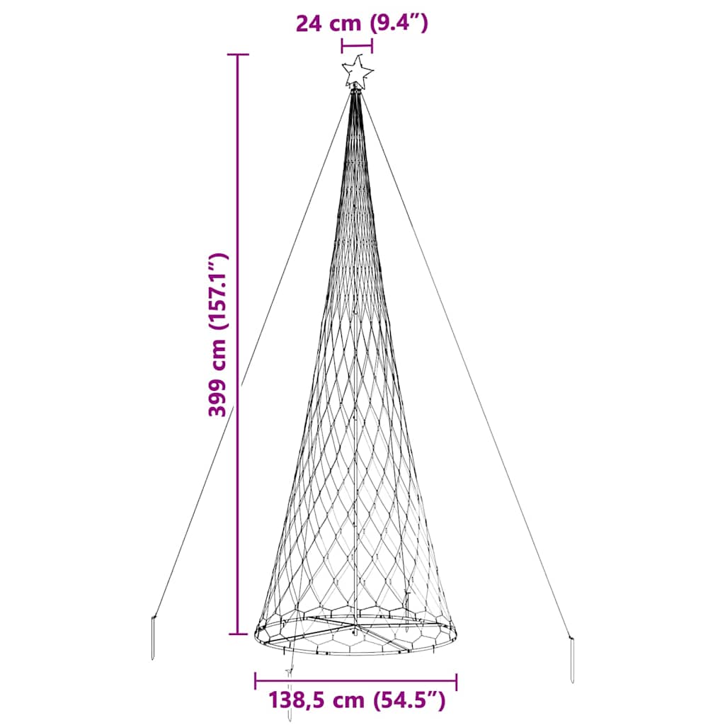 LED Kerstboom Multikleur 138.5 x 138.5 x 399 cm Metaal