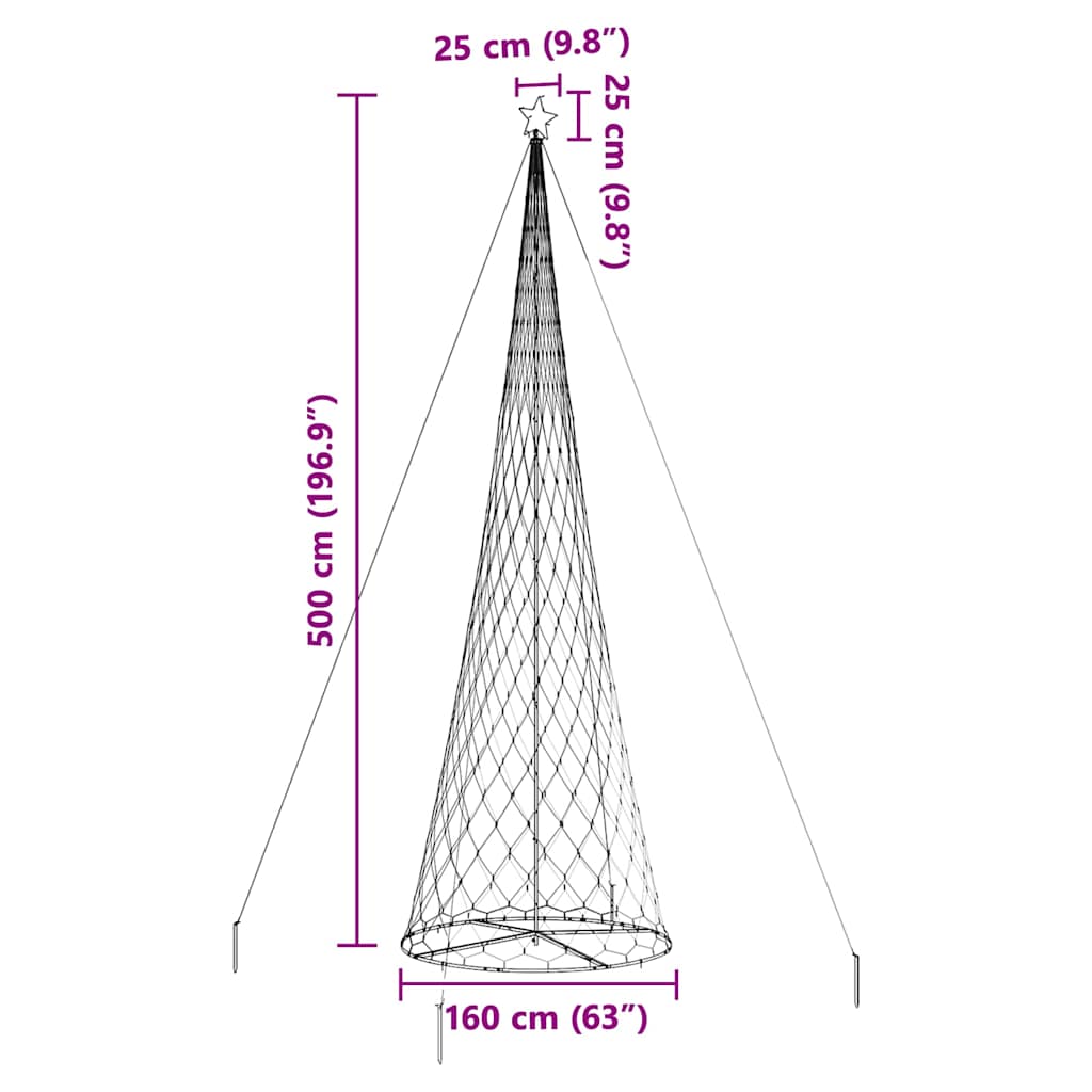 LED Kerstboom met 550 LED Koudwit 160 x 160 x 500 cm Metaal