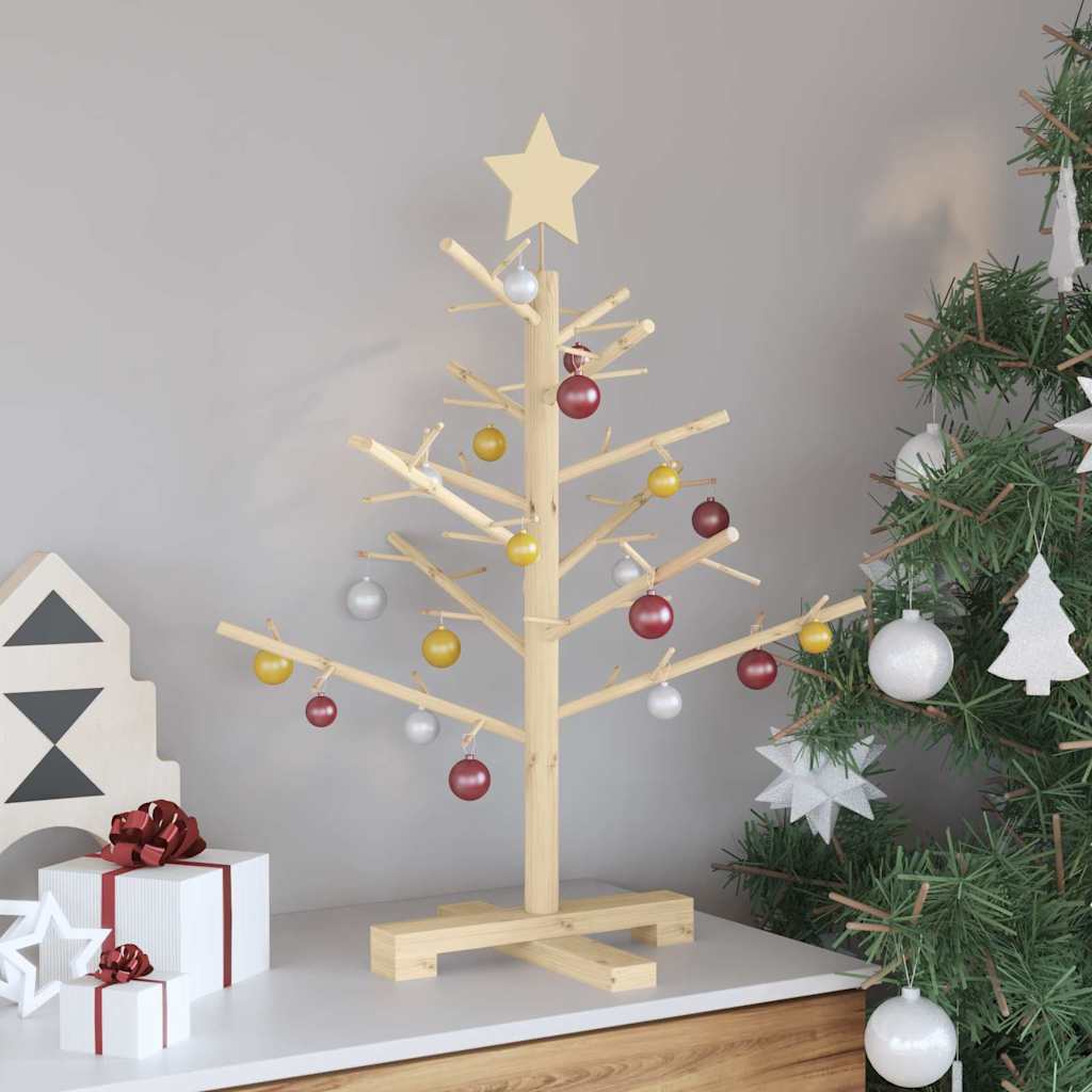 Houten kerstboom met standaard Naturel 75 cm Massief grenenhout