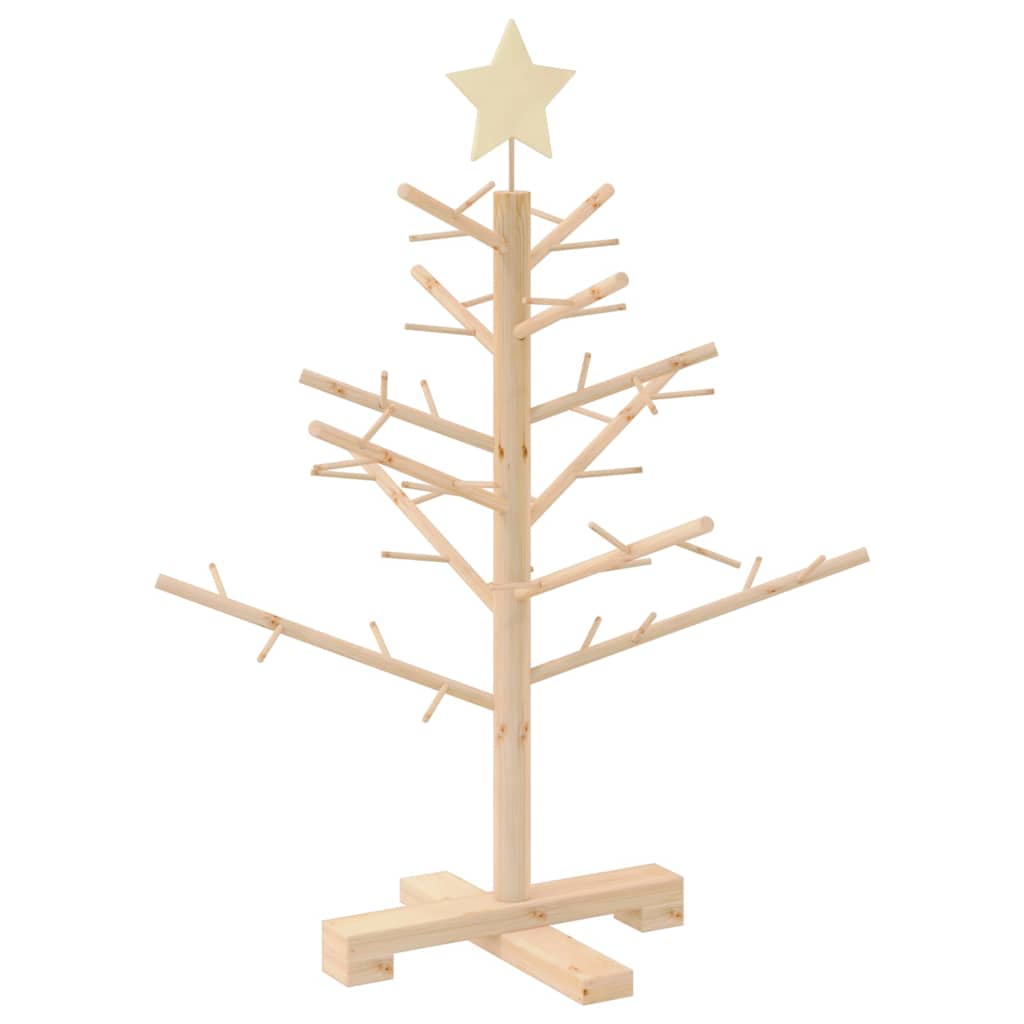 Houten kerstboom met standaard Naturel 75 cm Massief grenenhout