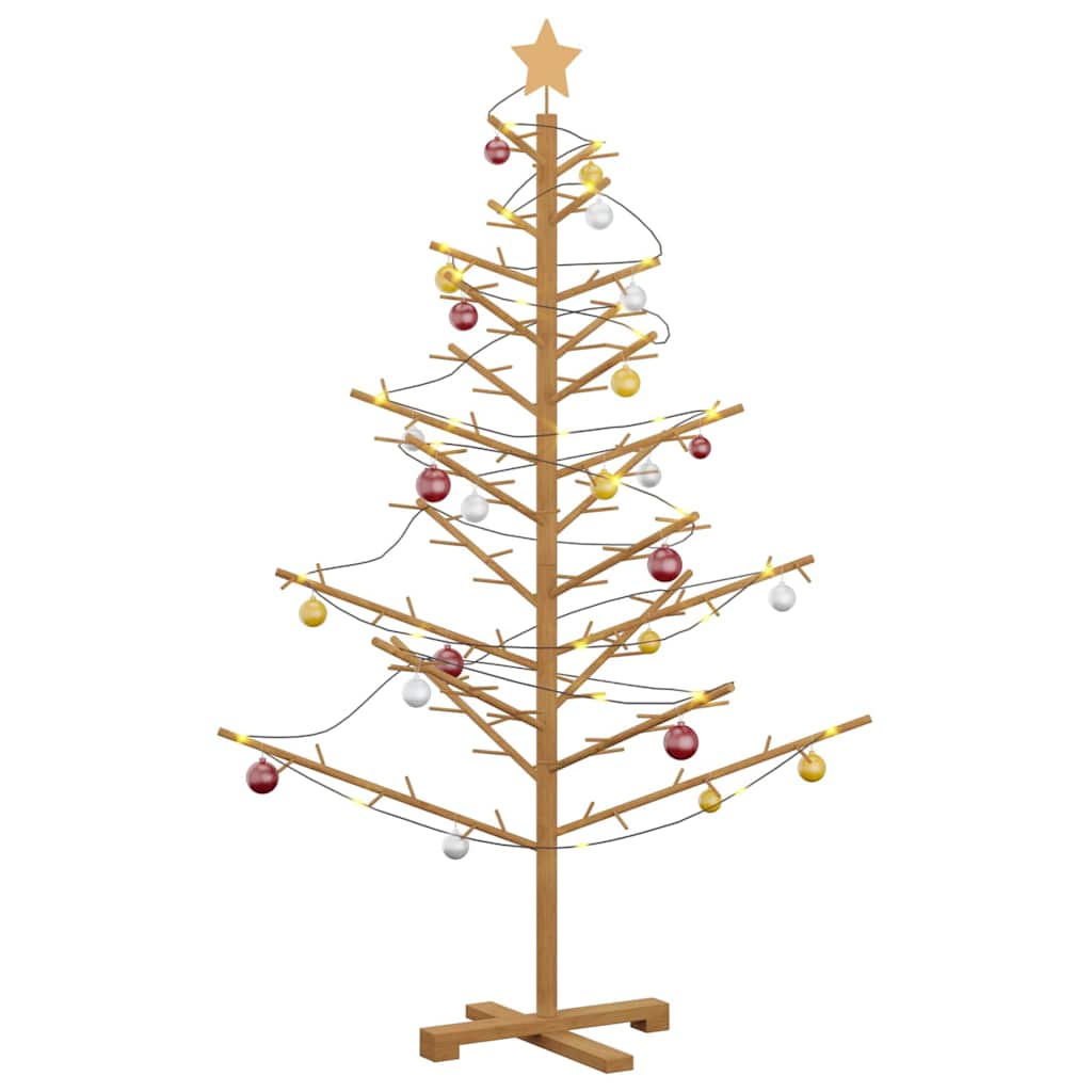 Houten kerstboom met standaard Bruin 150 cm Massief grenenhout