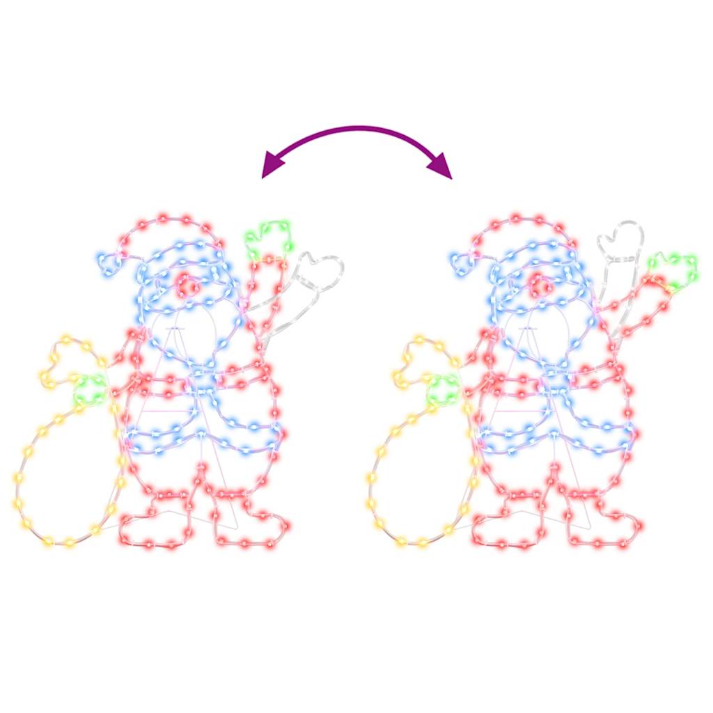 Kerstman Licht met 168 LED Multikleur 58.5 x 60 x 1.3 cm IJzer