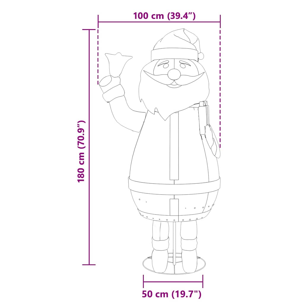 Kerstman met 200 LED Warmwit 100 x 180 cm Stof