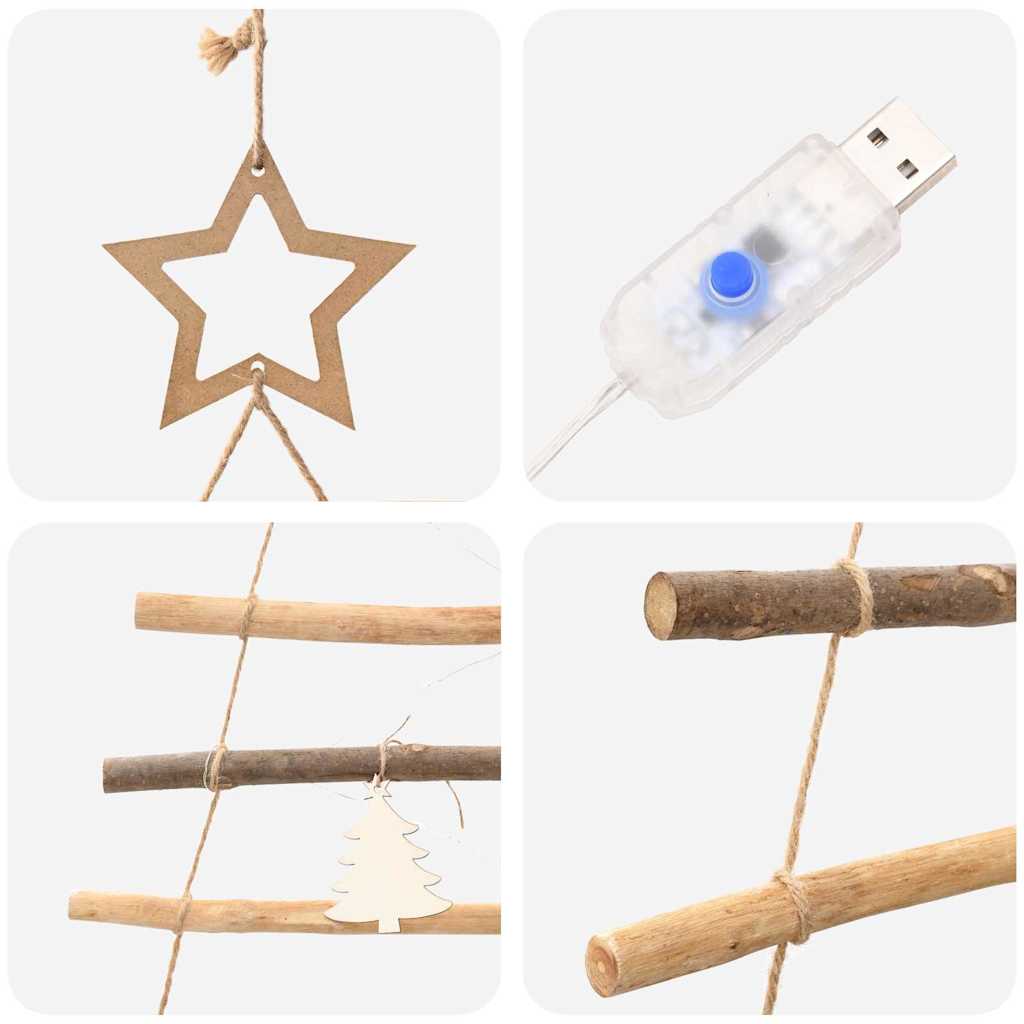 Kerstboom met 130 LED Naturel 210 cm massief essenhout