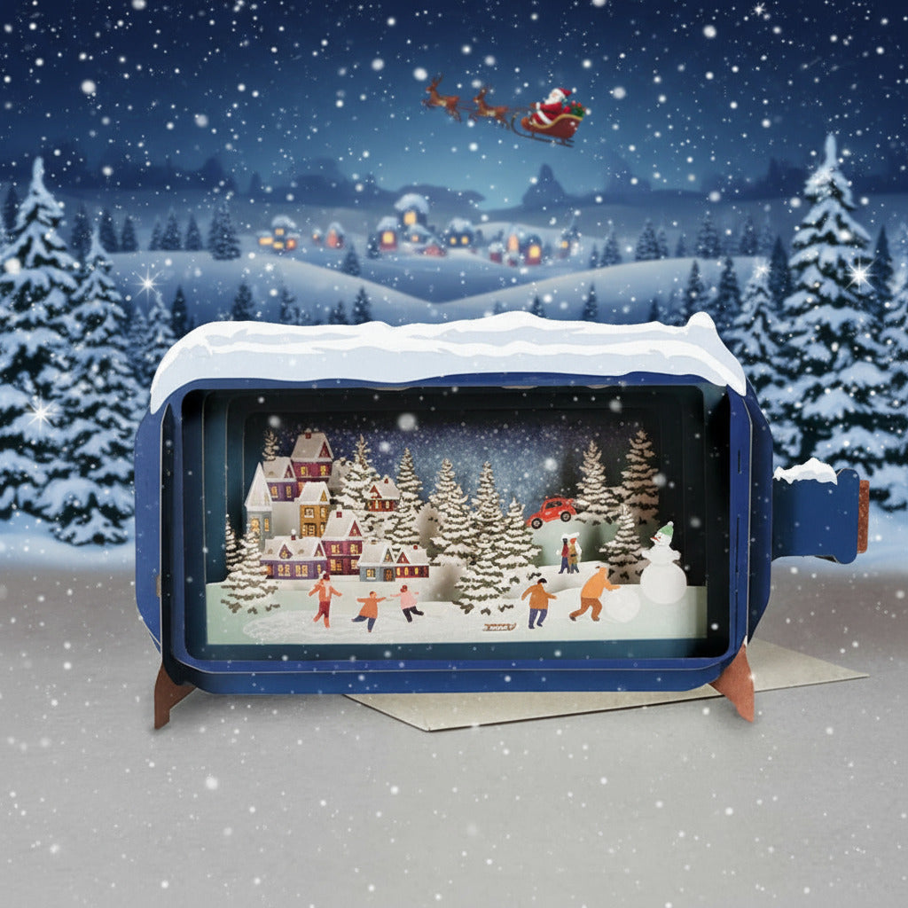 Betoverende Pop-up Kerstkaarten | Message in a bottle | Unieke 3D Wenskaart Kerst winterwonderland