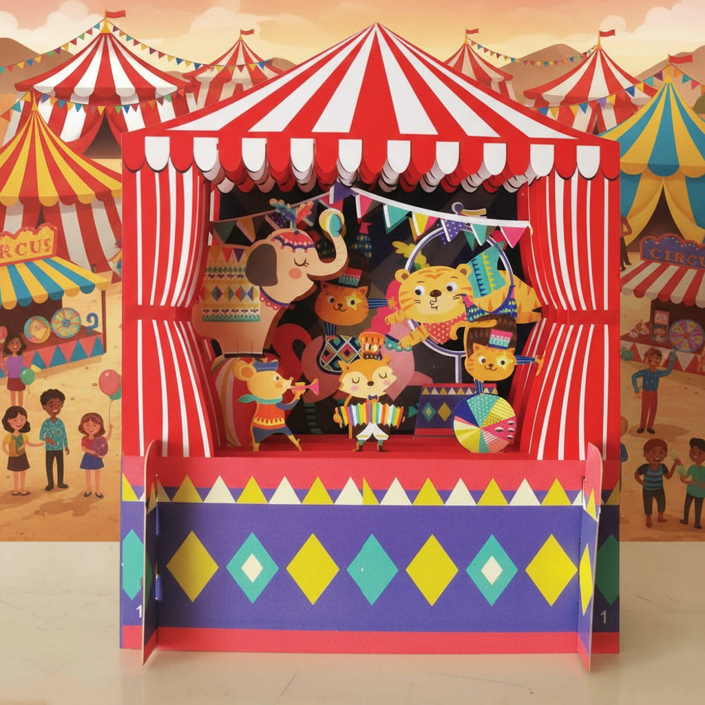 Betoverende Pop-up Kinderkaarten | Circustent | Unieke 3D kaart 