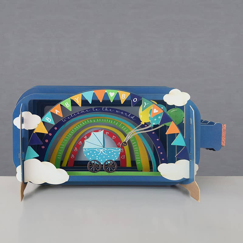 Betoverende Pop-up | Message in a bottle | Unieke 3D Wenskaart Geboorte Jongen