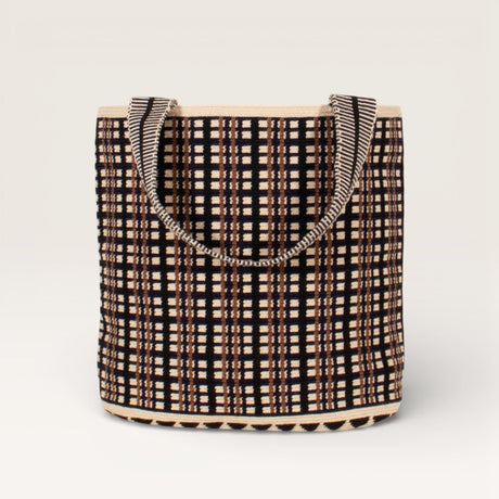 Check oval tote | Navy