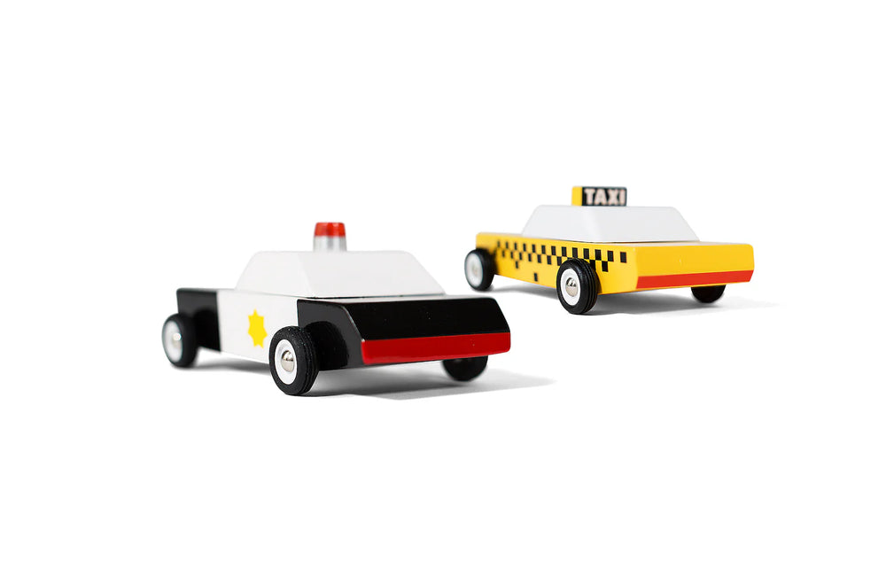 City Taxi en Politie auto Candylab Amerikaans Design Speelgoed In leuke Verpakking  Massief Beukenhout bij Wehebbenallesinhuis.nl