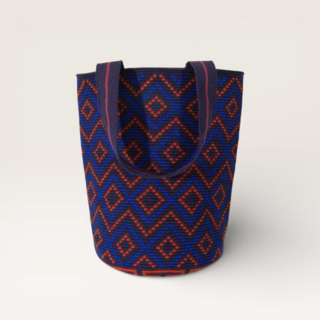 Geometric round tote M | Navy
