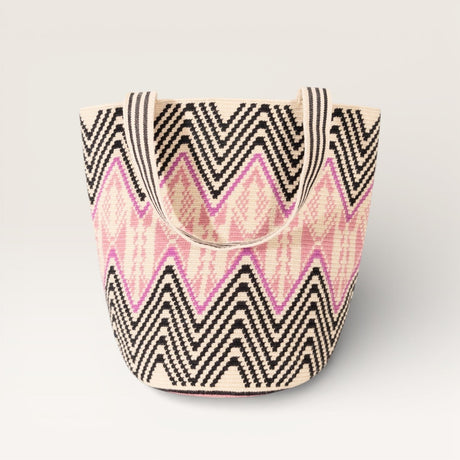 Zigzag round tote L | Peony