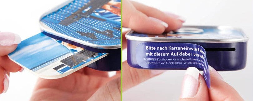 Kaart in blikje Inclusief kaartje en blikje Voeg nog extra's toe als geld of cadeaubon Wehebbenallesinhuis.nl