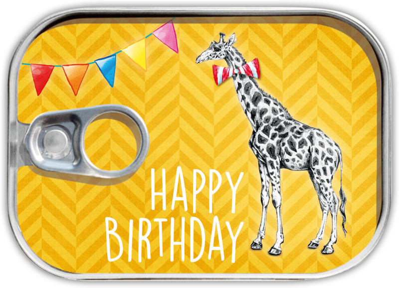 Kaart in blikje Leukste kaartje van Nederland Happy Birthday Giraffe Wehebbenallesinhuis.nl