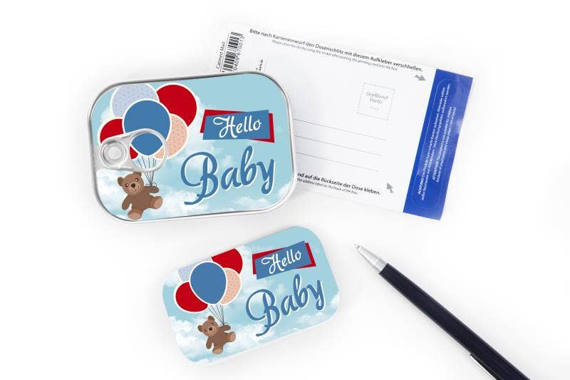 Kaart in blikje Leukste kaartje van Nederland Hello Baby origineel en grappig