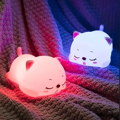 Actie Bedlampje Nachtlampje - Kei Leuke Kitten- USB oplaadbaar - met Timer